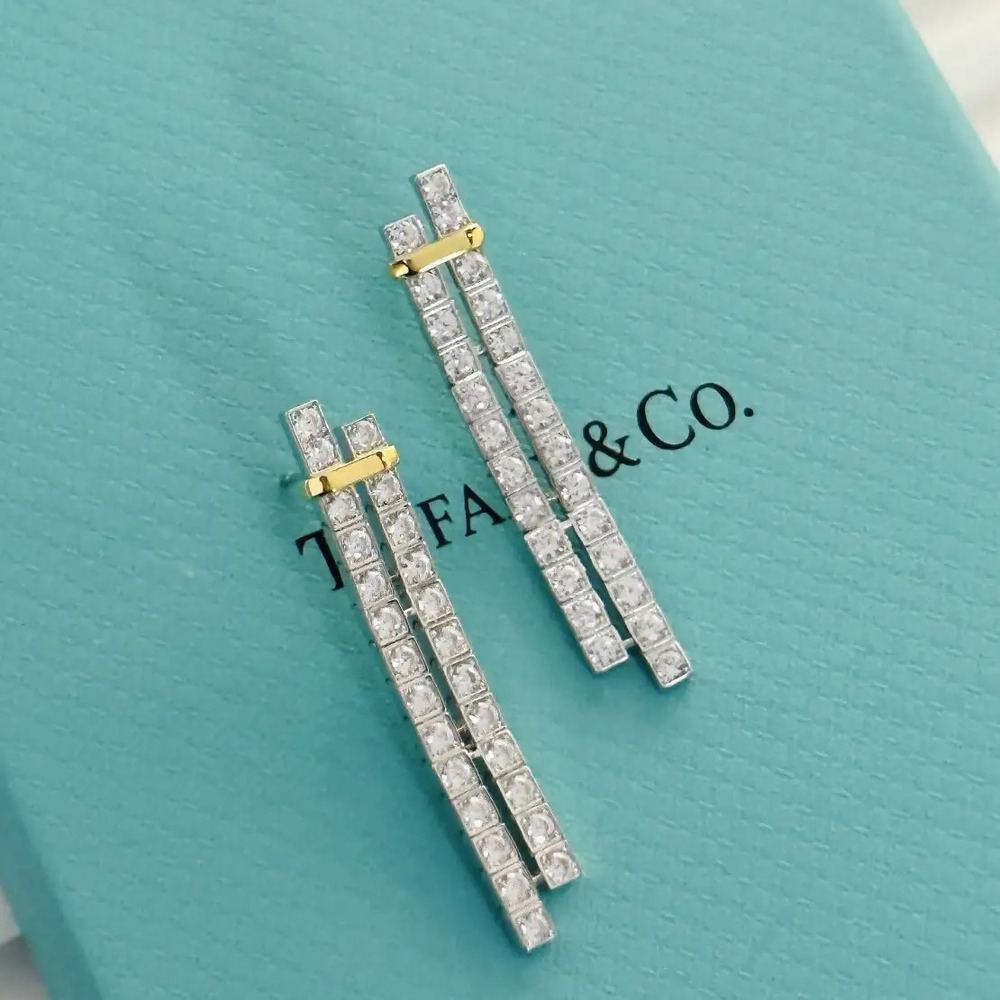 Tiffany & Co. long diamond stud earrings